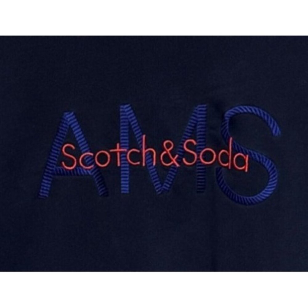 Scotch & Soda Men's Sweatshirt Embroidered Logo Crew Neck Medium Blue Flaw - Picture 2 of 10